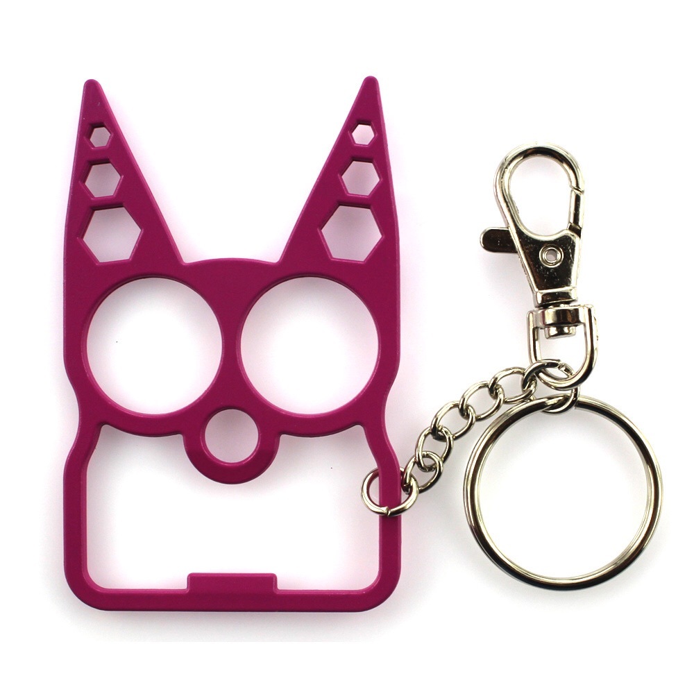 Purple Cat-Shaped Keychain Self-Defense Tool for Cats & Owners